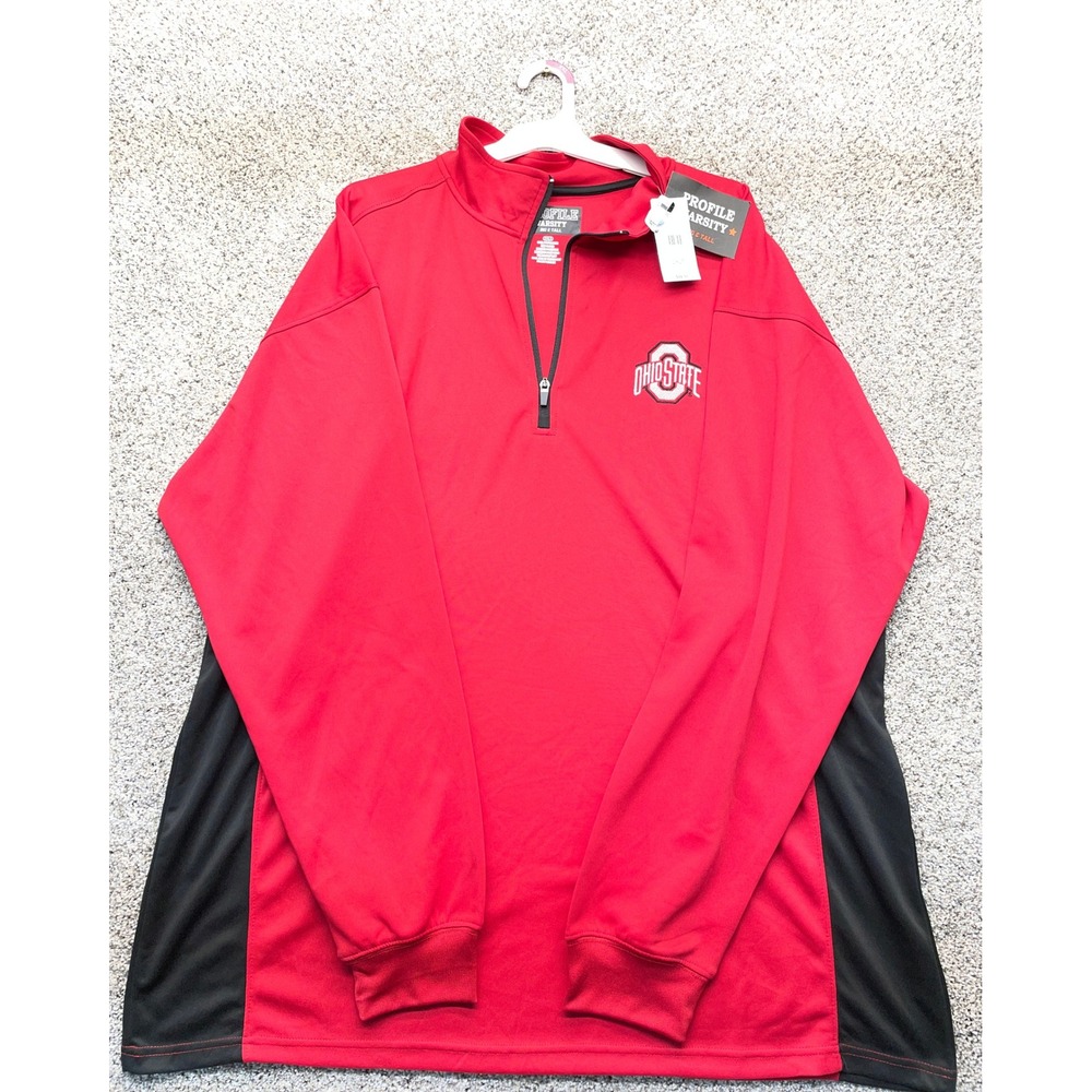 Profile Ohio State Pullover Men 2XLT Red NEW Buckeyes 1/4 Zip Big & Tall